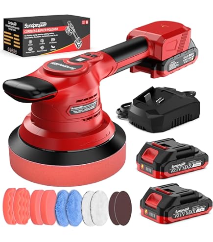 Cordless Buffer Polisher, 6 Inch Dual Action With 2Pcs 12V