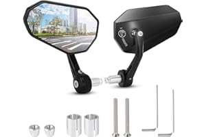 UPROZIL Motorcycle Mirrors, Motorbike Universal Rearview Mirror, Motorbike Mirror with Bracket, Motorcycle Wing Mirror, HD Ball Mirror, for Towing Safe with E-MARK 2 Pack