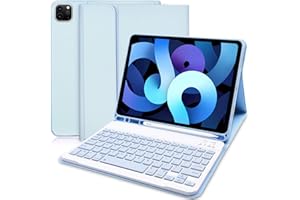 TITITINITA iPad Air 5th Generation Keyboard Case 10.9“2022, Slim Smart Keyboard Case for iPad pro 11 2022/iPad Air 5th/Air 4th Gen 2020/Pro 11 2018, Detachable Wireless Keyboard with Pencil Holder-Blue