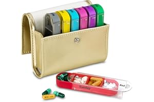 MEDCA Organizador semanal de píldoras: recordatorio de medicamentos recetados, estuche dispensador de píldoras, 4 veces al día, 7 días a la semana.