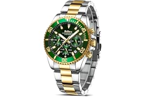 HANPOSH Mens Watches Chronograph Stainless Steel Analog Quartz Watch Waterproof Men's Wrist Watches Business Casual Fashion Watch for Men