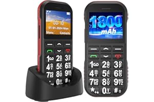 UFFERSON Seniorenhandy Ohne Vertrag, GSM Dual SIM Tastenhandy Seniorentelefon mit Großen Tasten, 1800 mAh Akku Lange Standby-Zeit, USB-C, Ladestation, Rentner Senioren Handy Einfach mit SOS-Taste, Kurzwahl