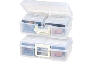 IRIS USA Aufbewahrungsbox für Fotos, Bastelzubehör, transparent, mit 12 Organisationshüllen für Bilder, Handwerk, Scrapbooking, Aufbewahrung und Organisation, transparent, 10,2 x 15,2 cm, 2 Stück