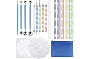 Mandala Outils de Dotting, Mandala Peinture Pochoir Kits pour Peinture Rochers avec Plateau de Peinture pour Mandala Art, Peinture de Roches, Nail Art, Artisanat 19 Pièces