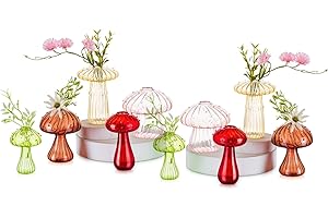 Hewory Mushroom Bud Vase Glass Vases for Flowers, Set of 10 Mushroom Shaped Flower Vase Small Vases for Table Decoration, coloured Glass Vase Mushroom Decor for Room Decor Home Bedroom Living Room