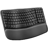 Logitech Wave Keys tastiera wireless ergonomica - Grafite, Layout Inglese QWERTY