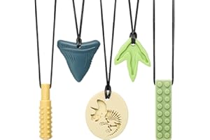 CLDY Kaukette für Kinder, 5 Stück Sensory Kauen Halskette, Kau-Charm, Beißring aus Silikon BPA-frei, Autismus-Spielzeug für Jungen und Mädchen, perfekt für Kinder mit ADHS, Beißende, Fingernägel Kauen