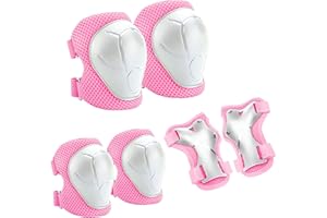 Hovineumoo Protezione Kit per Bambini, 6 in 1 Ginocchiere | Gomitiere | Tutore Polso Protezioni Set, Regolabile Attrezzatura Protettiva, Sicurezza Set per Pattini Skateboard, Scooter e Rollerblade