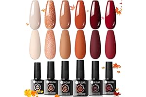 UR SUGAR 7,5ml Smalto per Unghie Gel Colore Caramello Gel Nail Polish Calda Passione Serie per L'autunno 6pcs Kit