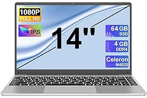 NOTODD Ordenador Portátil Win 10 4GB RAM 64GB SSD Expansión SSD 1TB, Portátil 14 Pulgadas con 5G WiFi, Bluetooth 4.2 & 3.0 Transmisión Puerto 1920*1080 FHD Portatiles Buenos & Mini Puerto Multimedia-Plata