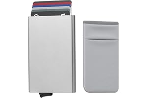 Eucomir Porte Cartes de Crédit avec RFID Blocage et Carte Sac - Portefeuille Homme Minimaliste avec Coffret Cadeau pour Cartes Bancaires, Carte d'Identité et de Fête des Pères(Gris)