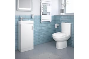 iBathUK Cloakroom Ceramic Suite Vanity Sink Unit Soft Close + Close Coupled Toilet Set