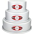 Fat Daddio's Anodized Aluminum 3-Tiered Round Cake Pan Set 3 Inch Depth, 4", 6", 8"