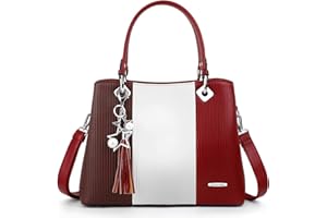 Pomelo Best Bolsos de Mujer, Bolso Señora Tote Multicolor Rayas PU Cuero con Flecos Bolso Hombro Bolso Shopper Trabajo, Diario Vida, Navidad y Fiesta ect