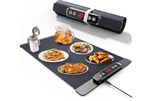 KYWLCO Warmhalteplatte für Speisen,Tragbar & Faltbar mit Einstellbarer Temperaturkontrolle, Nano-Silikonmaterial, Ganzflächige Erwärmung für Warmhalten & Auftauen (Dunkelbla)