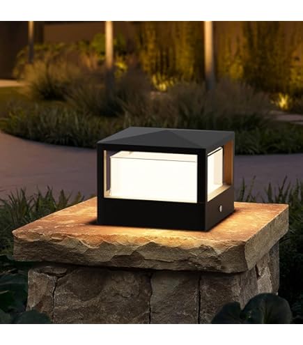 Budbuddy 20 W LED Post Lights For Outdoor Use Square Garden Light Path Lights Black Outdoor Light IP65 Outdoor Lamp With E27 Socket Floor Lamp Outdoor Bollard Light