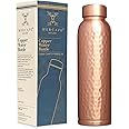MERCAPE Pure Copper Water Bottle - 1000 ML, Hammered Shine Finish, Ideal for Drinkware & Storage, Pack of 1 (Hammered Design 4)