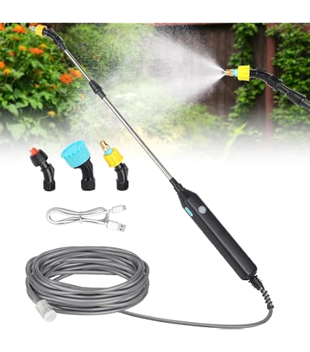 Vegena Spruzzatore Elettrico A Pressione Con Batteria - Pompa Per Piante Con Tubo Da 5m E 3 Ugelli Regolabili Per Giardino E Prato