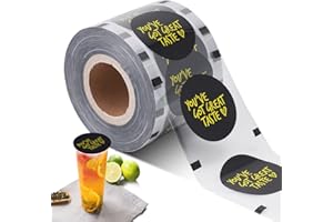 MXBAOHENG 3000pcs Bubble Tea Sealing Film Cup Sealer Film for PP Plastic Cup Φ 90 mm (3.54'')-95mm(3.74'') (Black Letter)