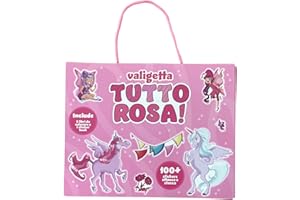 EURO PUBLISHING - Valigetta Tutto Rosa - cm 26,5x21,5 (include 2 libri da colorare+1 sticker book+100 stickers attacca e stacca)