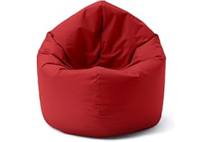 Lumaland Poltrona a sacco | Pouf rotondo 120 x 80 x 75 cm | 2 in 1 per ambienti interni ed esterni | Con imbottitura da 300 l | Impermeabile e robusta [Rosso]