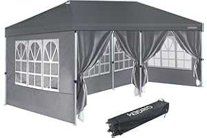 Origem Pop Up Gazebo with Sides 3m x 3m & 2.5m x 2.5m & 3m x 6m, One-Touch Assembly & Wheeled Storage Bag, 210D Oxford Fabric Heavy Duty Gazebo for Camping, BBQ, Outdoor Events, School, Family