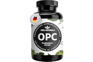 ‎FEEL NATURAL OPC Traubenkernextrakt – 240 Kapseln mit 1000mg OPC Extrakt – Höchster OPC Gehalt nach HPLC – aus französischen Weintrauben – Vegan, hochdosiert, in Deutschland produziert