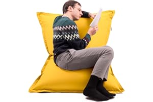 Avalon Cuscino Piccolo Puff Pouf Poltrona Sacco Imbottito 220L Tessuto antistrappo/Impermeabile con Sacca Interna Jive 130x90cm per Bambini Made in Italy Colore Giallo Limone