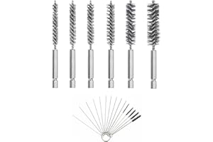 NIYATA 6 Pièces Brosse Metallique a Main, Brosse Metallique pour Perceuse, Brosse à Trous, Brosse de Nettoyage en Acier Inoxydable, Goupillon Inox, Brosse Nettoyage Acier avec 6,35 mm à tige hexagonale