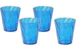 omada Design 4 Verres Eau 35 cl, plastique de qualité optique et transparent, très résistantes et lavables au lave-vaisselle, Ligne Diamond, Turquoise