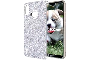 OKZone Funda Huawei P20 Lite Carcasa Purpurina, Cárcasa Brilla Glitter Brillante TPU Silicona Teléfono Smartphone Funda Móvil Case [Protección a Pantalla y Cámara] para Huawei P20 Lite (Plata)