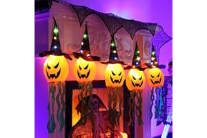 AVESSI Halloween Decorations, Outdoor Lights, IP44 Waterproof Halloween Pumpkin Lights, 5 Pumpkin Lights, Battery Powered Halloween Lights for Indoor Outdoor Home Party Yard Garden Tree