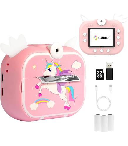 Appareil Photo Enfant Instantané – Impression Sans Encre – 2,4" Écran – 12 MP Vidéo 1080P – Carte TF 32Go – Stylos Couleur Inclus