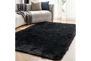 ‎OMERAI OMERAI Teppich Wohnzimmer Großer Teppich Super weicher Schlafzimmer Teppich waschbarer Teppich antirutsch Teppiche Kunstpelz Teppich Teppiche Gegend (Schwarz,120 * 180cm)