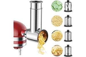 Cofun Accessoire Coupe-légumes en Acier Inoxydable pour KitchenAid Robot Pâtissier, Râpe à Fromage, Râpe à légumes avec 4 Lames