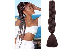 Benehair Meches pour Tresses Africaine 60cm Rajout Cheveux Tresse Jumbo Braids Meches Synthétique Long Easy Braids pour Crochet Twist Tressage(Brun châtain foncé, 100g)