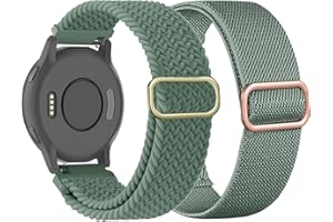 TUCOMO Pleciony elastyczny nylonowy pasek do zegarka Garmin Vivoactive 4S, Venu 2S, Venu 3S, Vivomove 3S, Forerunner 255S, Forerunner 265S, dla kobiet i mężczyzn, 18 mm, elastyczny, z tkaniny, 2 szt.