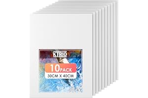 KTRIO Canvas Boards for Painting, 10 Pack 30x40CM Painting Canvas 100% Cotton Primed Small Art Canvas Painting Supplies for Acrylic Oil Watercolor Paint Tempera