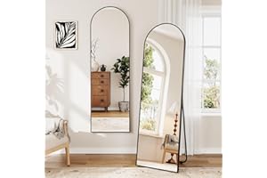 Dripex Arch Mirror Full Length, 160 x 50cm Full Body Floor Mirror with Stand, Standing/Leaning/Hanging for Living Room Bedroom, Black