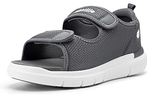 FitVille Men's Diabetic Sandals Extra Wide Edema Shoes with Adjustable Strap Wide Width Slippers for Swollen Feet