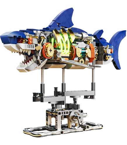 Technic Squalo,687pcs Set Di Giocattoli Da Costruzione Per Bambini E Adulti,Con Base Rotante E Inserto Luminoso,Perfetto Per Gli Appassionati Di Animali E Pirati