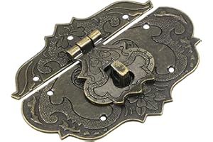 sourcing map Hasp Clasp Latch Lock, 97 x 78mm Decorative Retro Toggle Latch Zinc Alloy Hasp Lock for Jewelry Box Suitcase Toolbox Wooden Case, Bronze