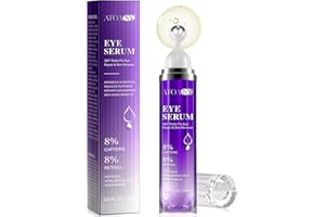 ROONGDUUDLL Eye Serum for Dark Circles and Puffiness with 8% Caffeine 8% Retinol Hyaluronic Acid Niacinamide, Under Eye Cream Anti Aging for Puffiness and Bags with 360° Eye Roller Ball for Women & Men
