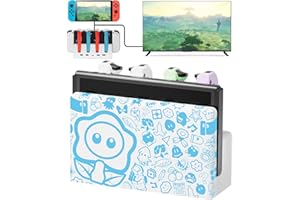 PALPOW Switch TV Dock Compatible with Nintendo Switch/OLED Jopads Charger, Switch Docking Station Support 4K/1080P HDMI, Switch Charging Dock with 7 LED Colors/Type C/USB ports for Official Stand - White