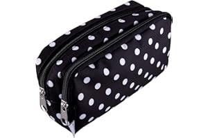 SIQUK Astuccio Bianco Grande Capacità Astuccio Multifunzione con 2 Cerniera Scomparti per Ragazzo e Ragazza (nero)