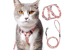 HAPPY HACHI Arnes Gato Ajustable Antiescape con Correa Nylon Chaleco Arnés para Gatos Pequeño Prueba de Antiescape Liberación Rápida para Caminar, Entrenar(M, Rosa)