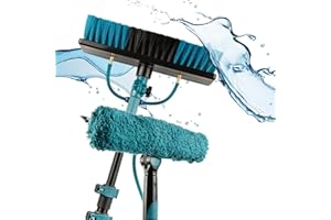 Sillar Scopa telescopica con tubo acqua, Estensibile 7 Metri, Contenitore detergente, Pulizia Pannelli fotovoltaici, lavaggio di camion, auto, finestre, poster di negozi, imbarcazioni, Versatilità