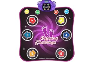 Dhapy Tanzmatte Kinder - Leuchtend Tanzmatte für Kinder ab 3-10 Jahre Mädchen, Tanzspielzeug Geschenke für Mädchen Alter 3 4 5 6 7 8 Jahre Musikmatte mit 6 Modi und 3 Schwierigkeits Stufen, Bluetooth