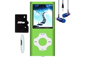 HOTECHS. Hotechs MP3-Player/MP4-Player, MP3-Player mit 32 GB Speicherkarte, schlankes Design, digitales LCD-Display, 4,6 cm (1,8 Zoll) Display, FM-Radio (Grün)