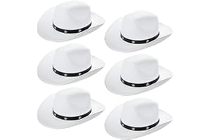 I LOVE FANCY DRESS Lot de 6 chapeaux de cowboy cloutés en forme d'étoile Blanc